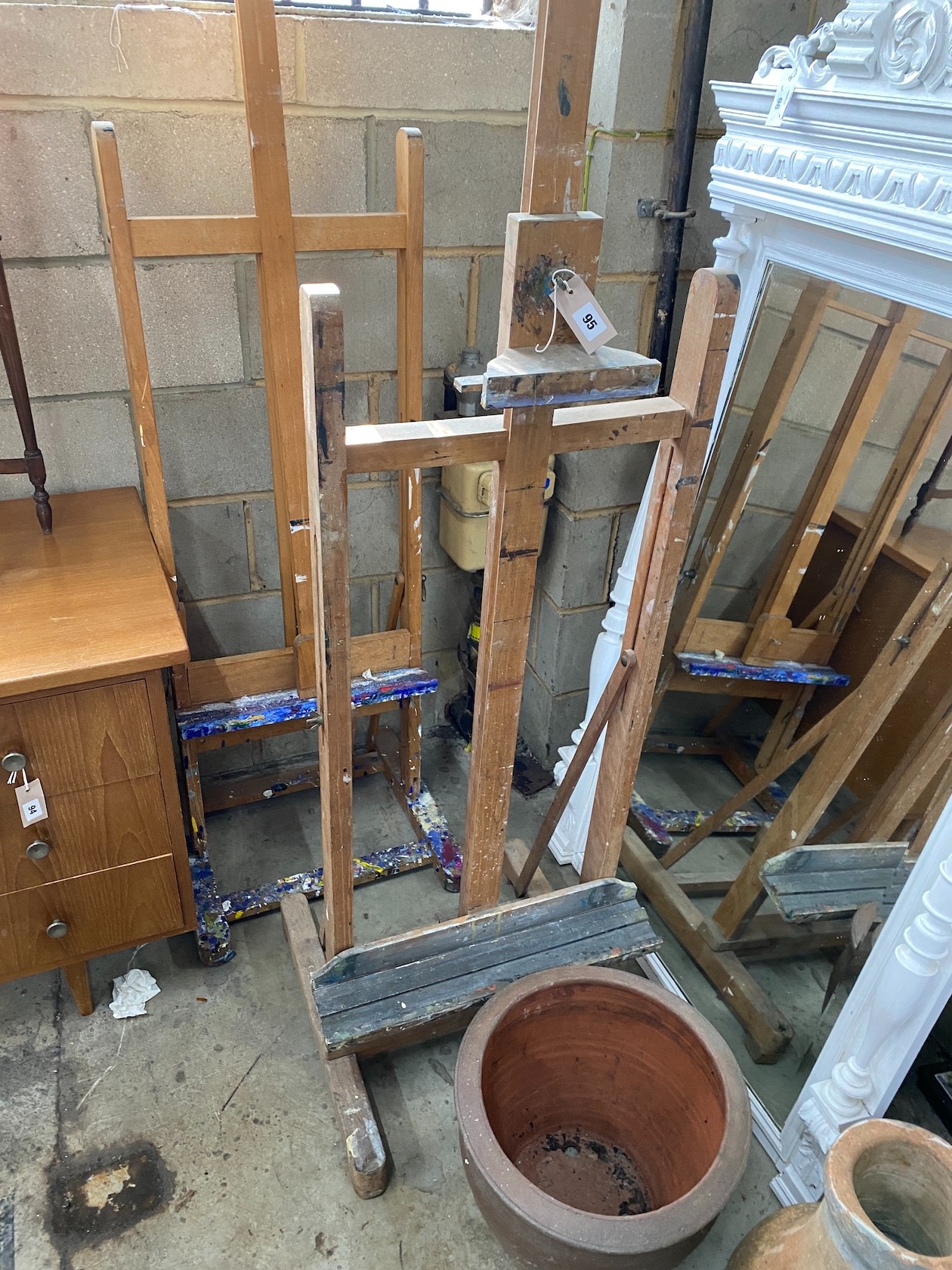 Two artist studio easels